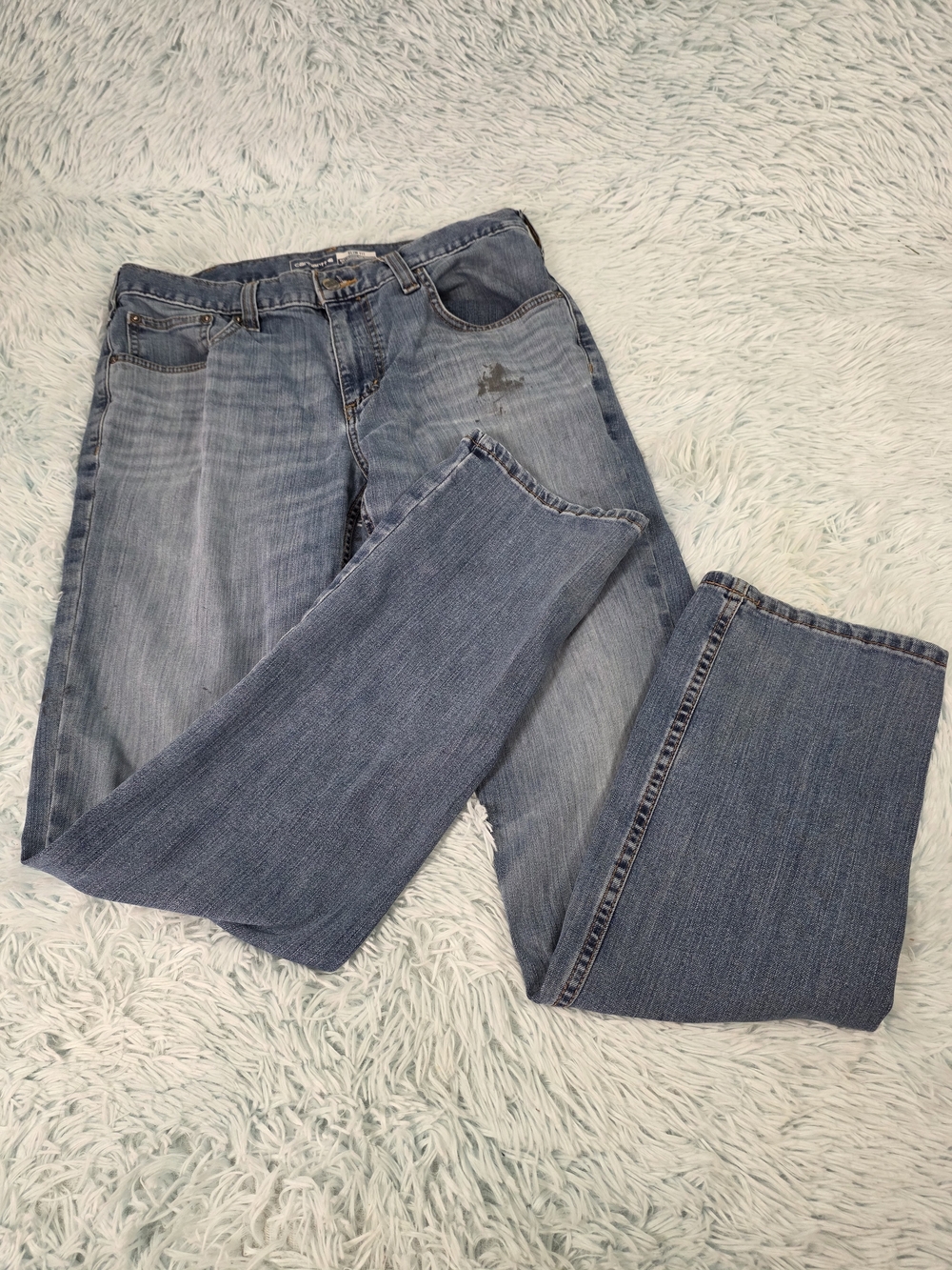 Carhartt 33x32 Men's Relaxed Straight Denim Blue Jeans Workwear
